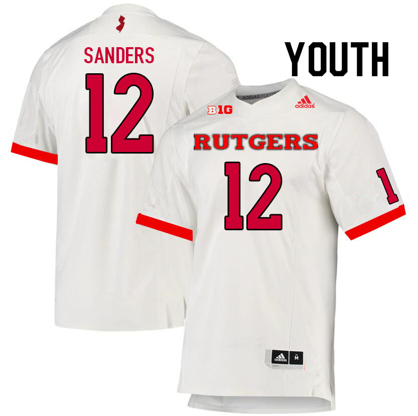 Youth #12 Brandon Sanders Rutgers Scarlet Knights College Football Jerseys Sale-White